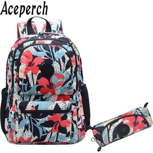ACEPERCH Women Nylon Waterproof Backpack School Backpack for Teenage Girl Mochila Feminina Original Casual Laptop Bagpack Female