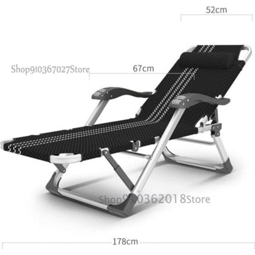 Aluminum Alloy Deck Chair Folding Lunch Break Beach Chair Lunch Bed Sleeping Chair Balcony Leisure Home Back Portable Chair