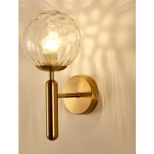 Modern Glass Wall Light Bedside Wall Lamp Wall Sconce for Bedroom Living Room Nordic Industrial Bar Aisle Lighting Fixtures E27