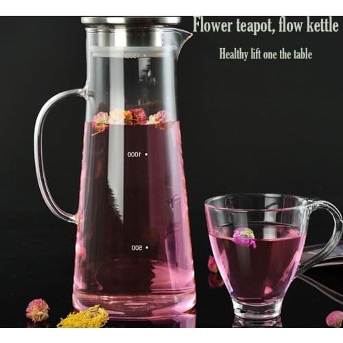 Cold water Glass Kettle with Big Capacity Stainless steel infuser Lid, Water Pitcher Tea Pot Great for Tea Juice Coffee Lemonade