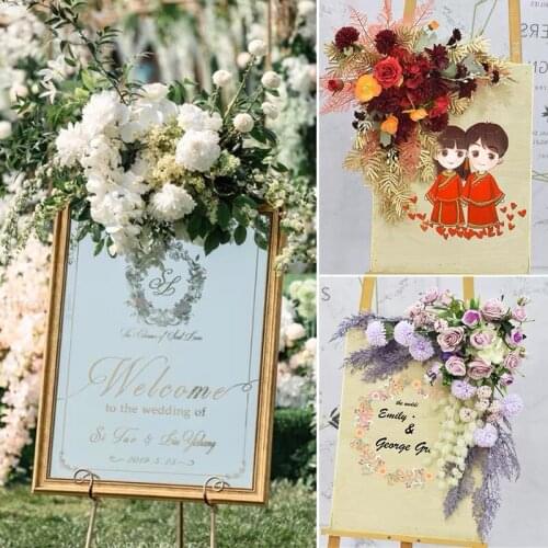Wedding Party Flower Row Welcome Sign Simulation Floral Hotel Creative Guide Decorations Photography Props Home Door Flower