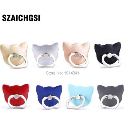 SZAICHGSI wholesale 100pcs/lot cat style 360 Degree Finger Ring Mobile Phone Smartphone Stand Holder For iPhone 7 6 5 Samsung