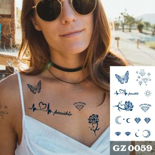 1Pcs Herbal Extracts Juice Diamond Butterfly Tattoos Body Art Waterproof Temporary Tattoo Sticker Flower Arm For Men Women