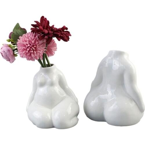 Ceramic Human Vase Female Body Flower Vase Tabletop Flower Holder Home Decoration Living Room Flower Arrangement Art Ornaments