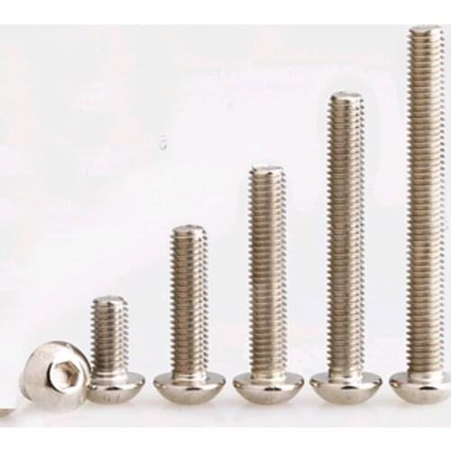 M4 Hex Socket Screw 10.9 Grade Half Round head Screws Mushroom head Machine Bolt Nickel plated 5-40mm Length