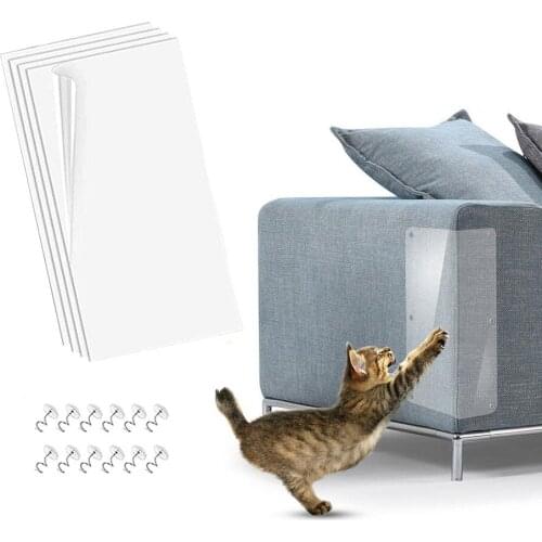 2pcs Sofa Protect Cover with Nail Cat Dogs Scratch Guards Self-adhesive Furniture Scratch Guard Transparent Cat Couch Protector