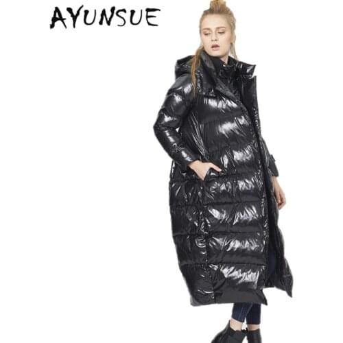 Winter Jacket Women Parka 2020 European Brand White Duck Down Jackets For Women Thick Loose Long Hood Coat Woman Plus Size HJ531