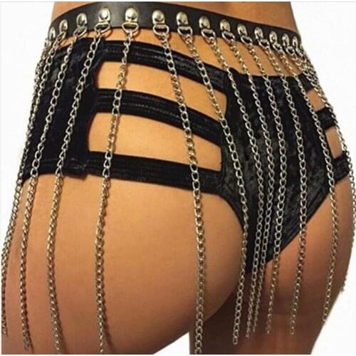 Boho Sexy Waistband Harness Pole Dance Dress Punk Women Belt Multi Layer Chain Tassel Gothic Waist Straps Skirt Nightclub Rave