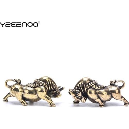 1Pc Bull Ornament Sculpture Copper Miniatures Figurines Desk Decoration Bull Ornament Made Of Pure Copper Handmade Lines