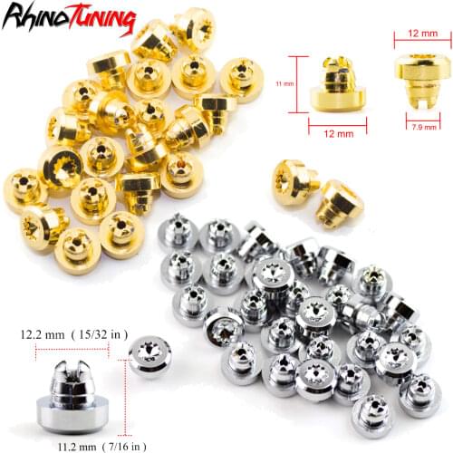 100pcs Chrome Gold Universal Plastic Wheel Rivets Nuts Rim Lip Replacement Decription Tire Nail Studs J2 D-002 Screw Bolt Tires