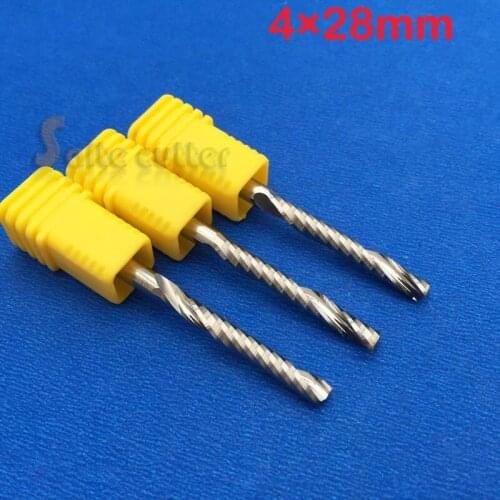 2pcs 4x28mm AAA series Solid Carbide Single flute Carbide CNC router bits Engraving Tools