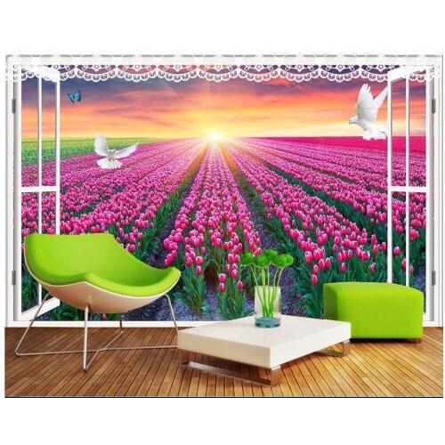 Custom photo 3d wallpaper The view from the window of the landscape painting 3d wall room murals wallpaper for walls 3 d
