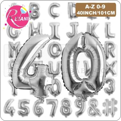 40 inch Silver big aluminum foil 0-9 A-Z letter number balloon birthday festival wedding party decoration toy balloon globos
