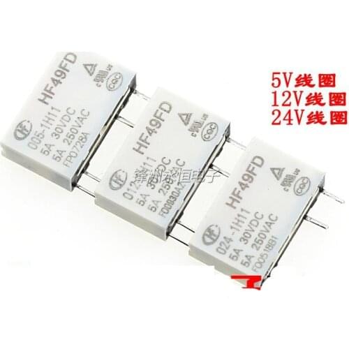 5PCS Hot Sale Relay 12V HF49FD-005-1H12 005-1H12 HF49FD DC5V 1H12 4PIN 5A Relay 5V Rele 12V 24V