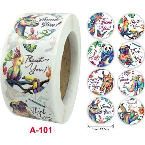 500pcs 8 Style Floral Thank You Stickers Round Animal seal label handmade scrapbooking Envelope stationery sticker 1inch
