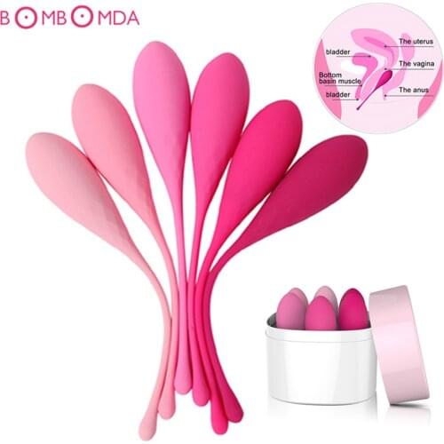 6pcs Silicone Kegel Balls Vagina Ball Vagina Tighting Exercise Machine Vibrators Vagina Geisha Ben Wa Ball Sex Toys for Women