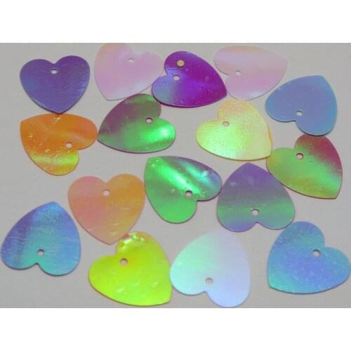 600 Mixed Color Heart loose sequins Paillettes 16mm Top Hole sewing Wedding craft