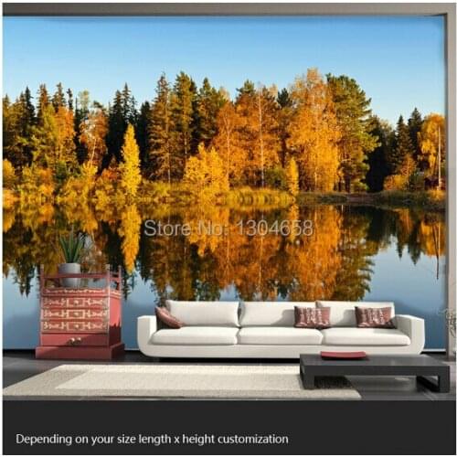 Free shipping custom 3D large mural living room sofa bedroom TV backdrop wallpaper autumn nature forest tree rural scenery