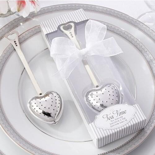 "Tea Time" Heart Tea Infuser in Elegant White Gift Box 100PCS/LOT+ wedding party favors gifts+Free shipping