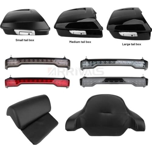 Motorcycle Chopped Tour Pack Case King Backrest Tail Box Rear LED Light For Harley Touring Electra Glide Ultra Classic 2014-2020