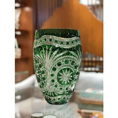 Coloured Crystal carving transparent vase household decoration gift