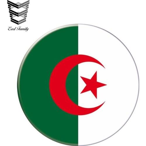 EARLFAMILY 13cm x 13cm Auto Moto Bike Suitcase Laptop Flag Round Algeria Decal Reflective Car Sticker Waterproof 3D Car Styling