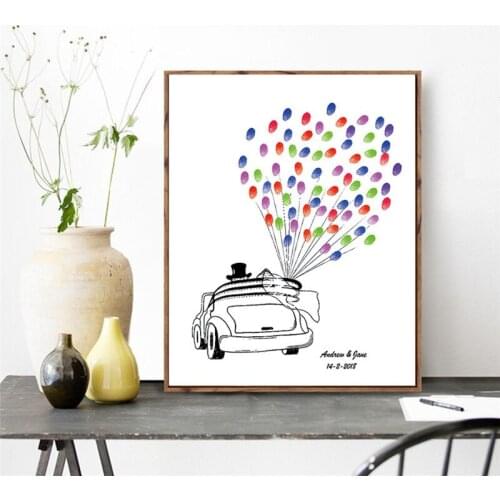 HAOCHU Customized Fingerprint Canvas Painting Guestbook DIY Lover Europe Balloon Car Wedding Event Party Creative Marriage Decor