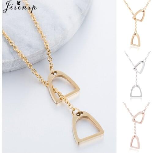 Jisensp Simple Creative Horse Shoe Necklaces Double Horse Stirrups Necklaces & Pendants for Women Accessories Gift bijoux femme