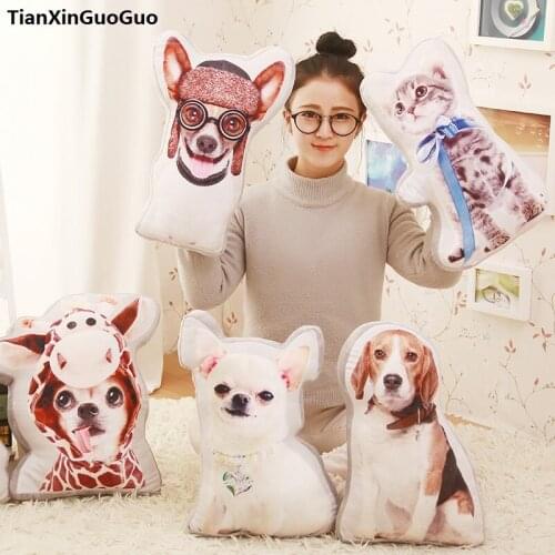 About 40cm Creative pillow 3D Dimensional cartoon dog, cat plush toy cushion soft doll,throw pillow birthday gift h1266