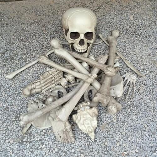 28PCS Simulation Human Bones 1 Bag of Bones Halloween Skeleton Horror toys Haunted House Escape Horror props Decorations