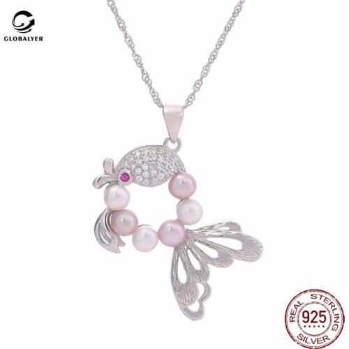 Japanese and Korean version of the fashion wild pearl necklace Simple 925 silver pendant Hipster pendant DIY jewelry 029