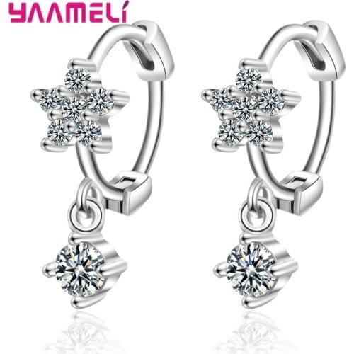 New Arrivals Trendy 925 Sterling Silver Sparkling Full Paved Flower Design Hoop Earrings For Women Girls Party Fashion Jewlery