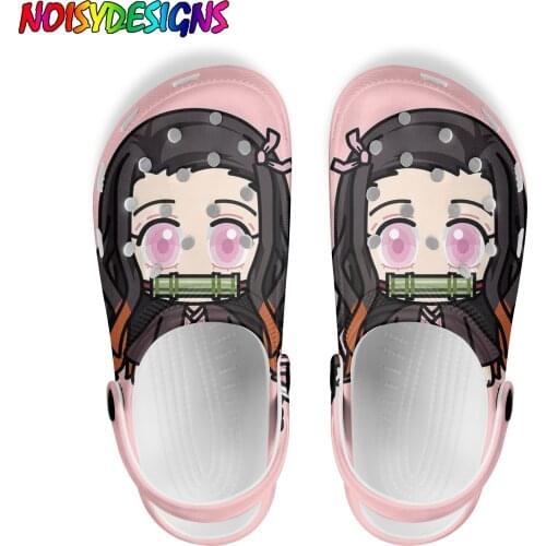 NOISYDESIGNS Cartoon Anime Girls Prints Shoes for Teen Girls Demon Slayer Women Home Slippers Summer Breathable Sandals 2021