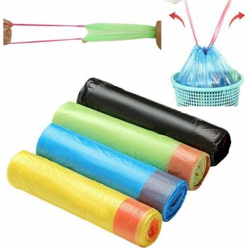 Disposable Large Garbage Bag Durable Plastic Home Kitchen Drawstring Trash Bags Rubbish Bag