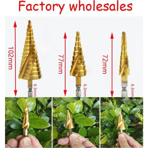 Wholesales 3/pcs 4-12/20/32mm Spiral Grooved Center Drill Bit Solid Carbide Mini Drill Accessories Titanium Step Cone Drill Bit