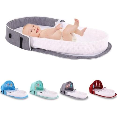 Baby Travel Portable Mobile Crib Baby Nest Cot Newborn Multi-function Folding Bed Child Net Chair Foldable With Toys Mosquito