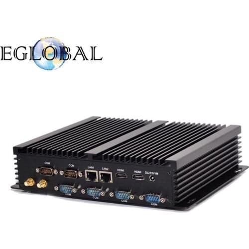 Eglobal Fanless Industrial Mini PC Windows10 Core i7 i5 i3 2*Intel Gigabit Lans 6*RS232 Micro Computer Linux 3G 4G Wifi 2*HDMI