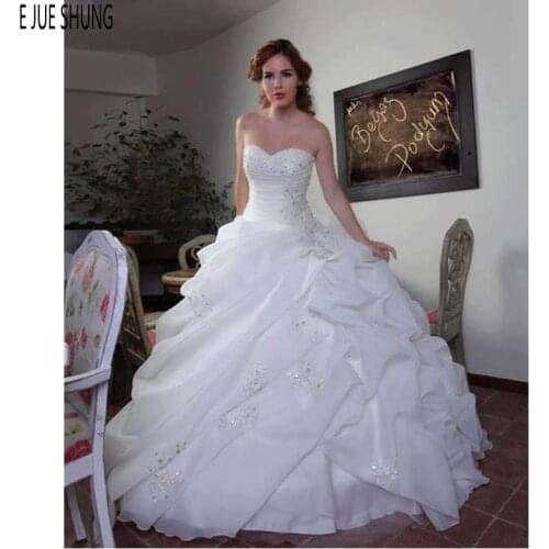 E JUE SHUNG Luxury Wedding Dresses Sweetheart Beaded Ruffled Organza Princess Ball Gown Bridal Wedding Gowns robe de mariee