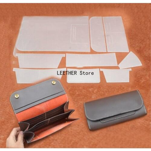 Manual leather DIY tool drawing long flip Wallet Handbag drawing permanent use template PVC version drawing