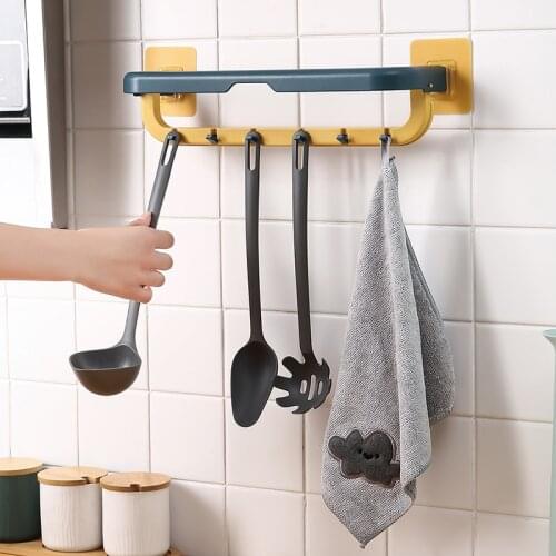 Foldable Self-adhesive Towel Holder Rack Wall Mounted Towel Hanger Bathroom Towel Bar Shelf Holder Hanging Hook