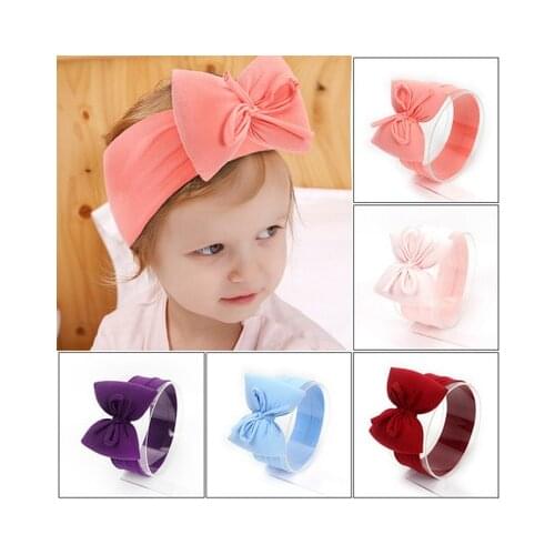 Layer Hair Bow Headband Girls 2020 Hot Sale Elastic Hair Bands Kids Solid Turban Head Wrap Hair Accessories