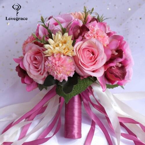 Lovegrace Wedding Bouquet Bridal Flower Bouquet Wedding Supply Artificial Silk Rose Peony Flower Dahlia Orchid Quality Bouquets