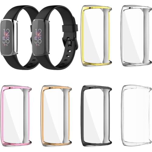 TPU Soft Full Screen Glass Protector Smartband Case Shell Edge Frame For Fitbit Luxe Band Protective Bumper Cover Accessories