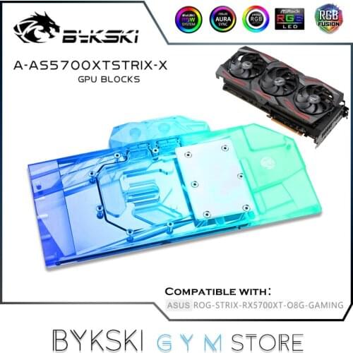 Bykski Full Cover GPU Water Block For ASUS ROG STRIX RX5700XT Graphics Card PC Cooling Cooler,AURA SYNC A-AS5700XTSTRIX-X