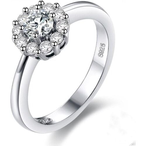 Top Quality Wedding Bands sterling silver Round Shape Ring Clear CZ Engagement Rings For Women simple Ring Jewelry