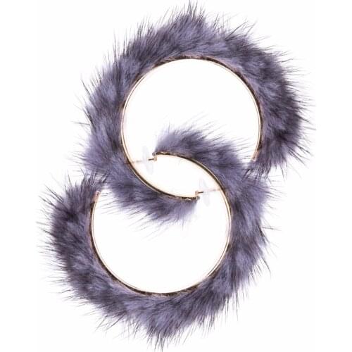 Luxury New Winter 6 Colors 7.3cm Big Round Earrings for Women Bohemian Fashion Fur Circle Stud Earrings Punk Jewelry Party