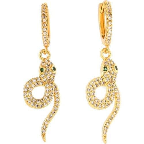 Rainbow Snake cz Earrings for Women Gold cubic zirconia earrings snake pendant Charm European womens jewelry Gifts