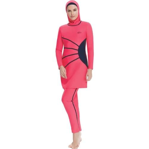 Womens Coral Full Closed Adasea 0385 Coral Turkish' Muslim Swimsuit Burkinis Modest Clothing Islamic Long Sleeves Hijab Fu