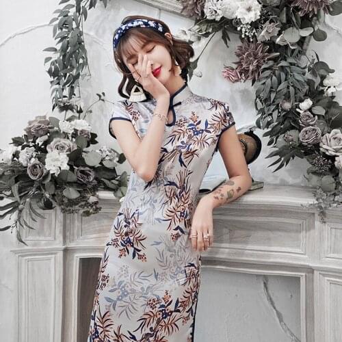 Sheng Coco Women Chipao Elegant Sexy Cheongsam Banquet Performance Dress Chinese Short Sleeve Vintage Qipao Plus Size 4XL 3XL