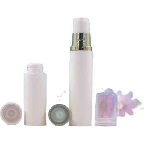 10ML white airless plastic bottle gold pump clear lid lotion emulsion serum mist sprayer hyaluronic toner skin care packing